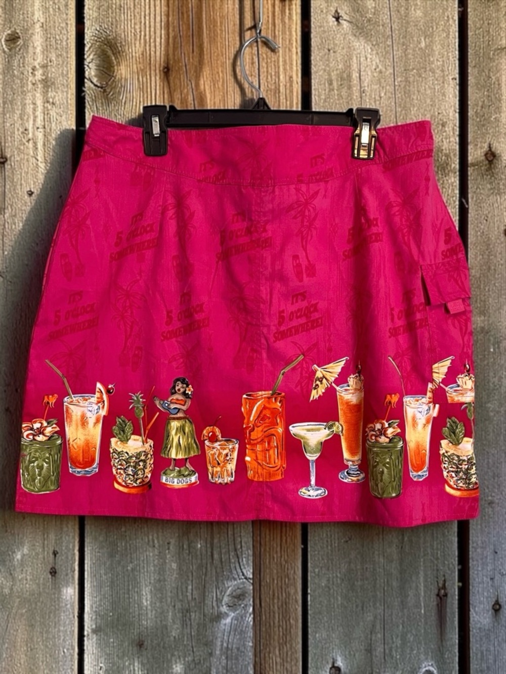 Big Dogs Tiki Cocktail Skirt XL Pink 5 O’Clock Somewhere Beachy Y2K - Picture 2 of 8